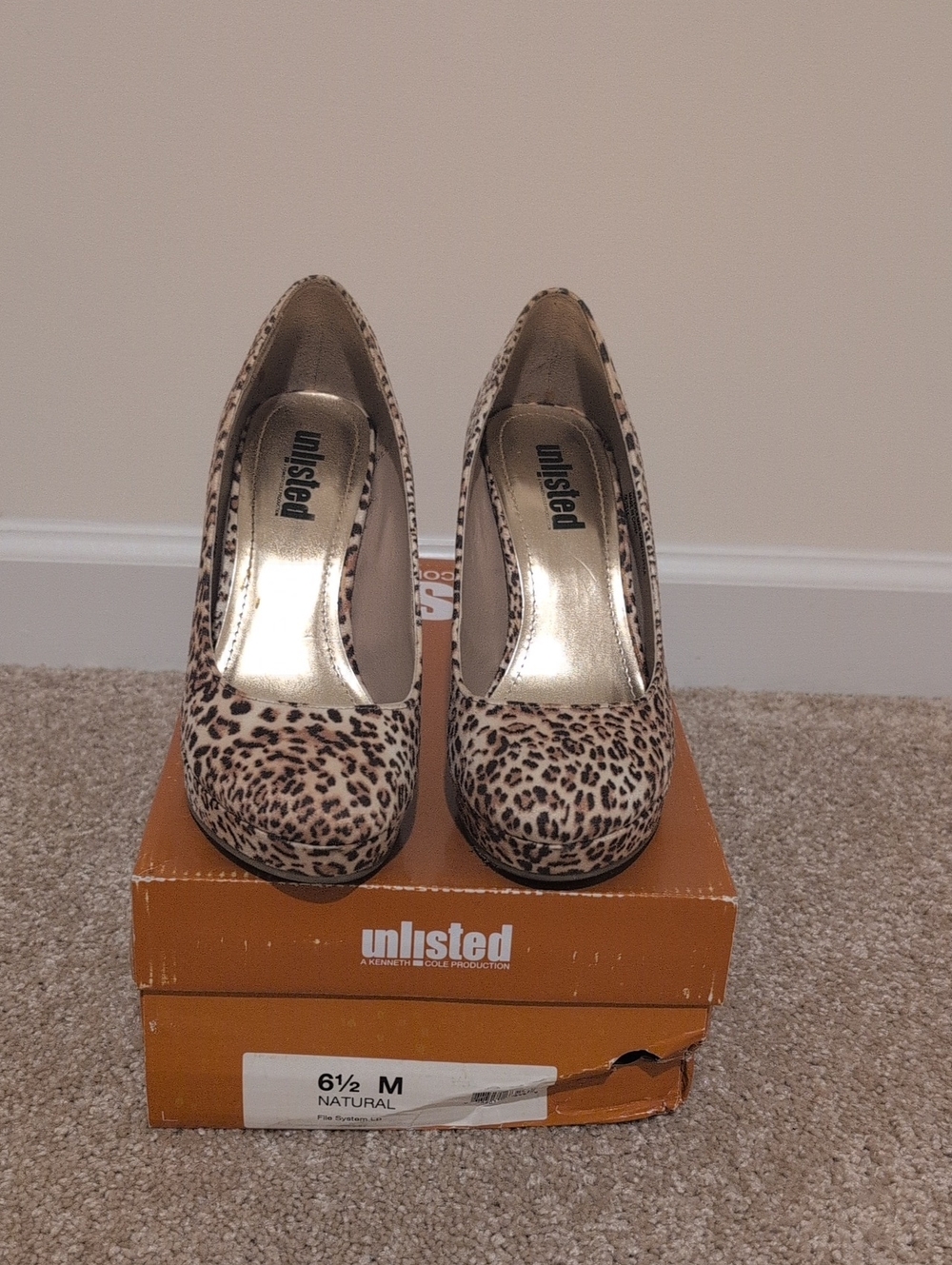 Unlisted: Kenneth Cole Leopard-Print Platform Pumps - Natural